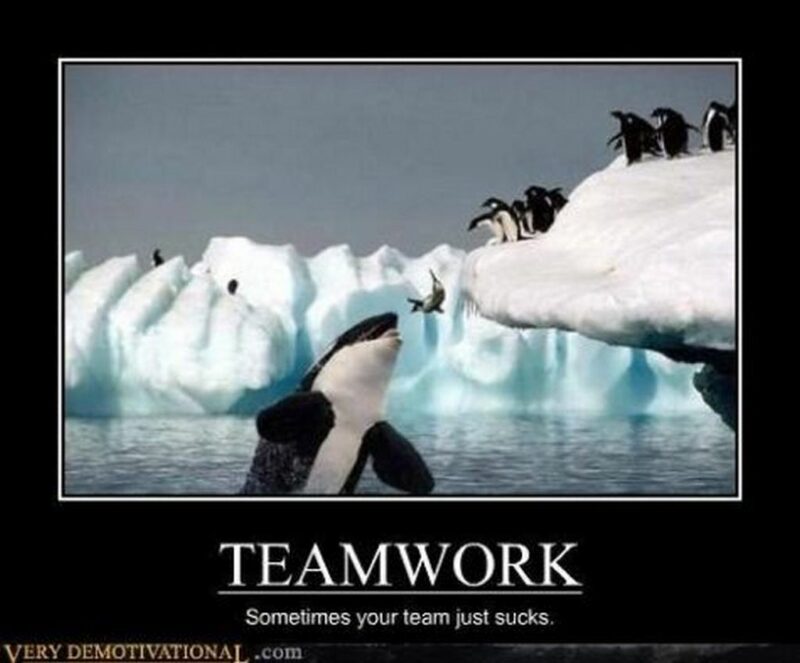 "Teamwork. Sometimes your team just sucks."